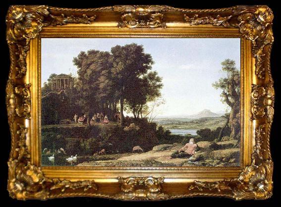 framed  Claude Lorrain Landschaft mit Apollo, den Musen und einem Flubgott, ta009-2